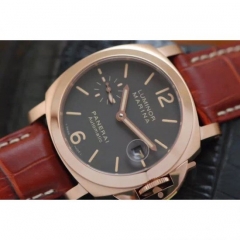 Panerai Luminor Marina PAM 48 Rose Gold Black Dial Swiss 7750