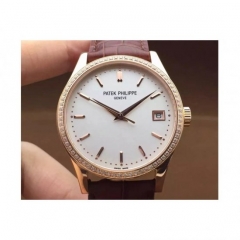 Patek Philippe Calatrava 5296 Rose Gold Diamonds Bezel Swiss 324