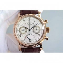 Patek Philippe Calatrava Chronograph Power Reserve Rose Gold Whi