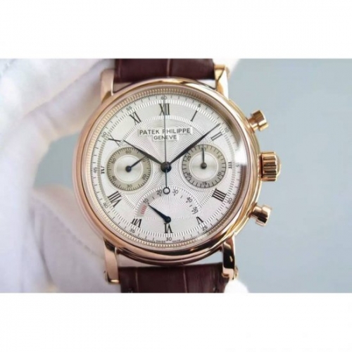 Patek Philippe Calatrava Chronograph Power Reserve Rose Gold Whi