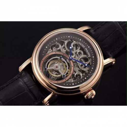 Patek Philippe Tourbillon Rose Gold Skeleton & Black Dial Sw