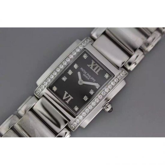 Patek Philippe Ladies Twenty-4 4910 Stainless Steel Black Dial S