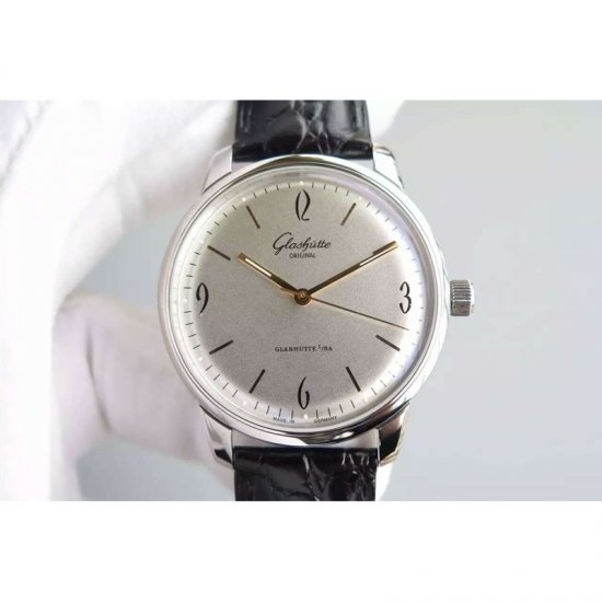 Glashutte Senator Sixties Stainless Steel White Dial Swiss Calib