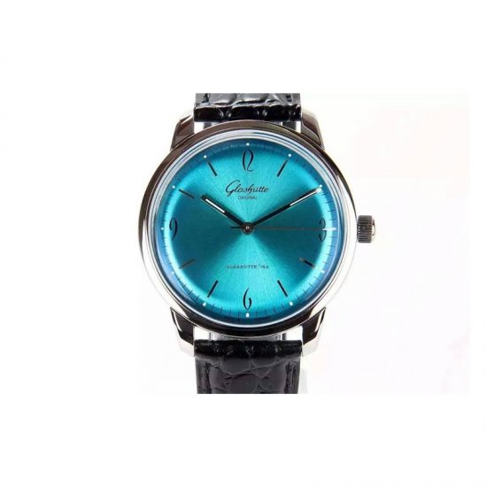 Glashutte Senator Sixties Stainless Steel Blue Dial Swiss Calibe