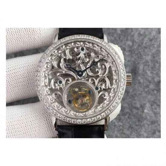 Piaget Tourbillon Stainless Steel & Diamonds Skeleton Dial S