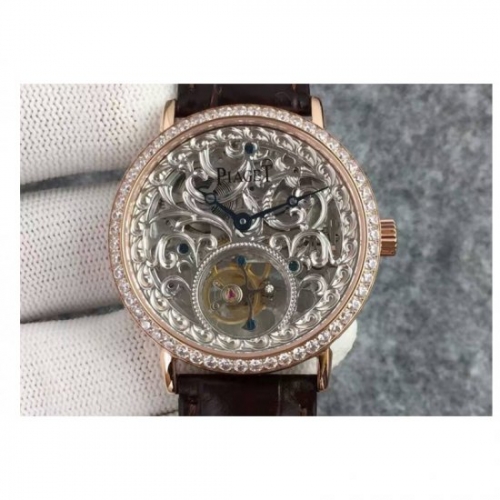 Piaget Tourbillon Rose Gold & Diamonds Skeleton Dial Swiss T