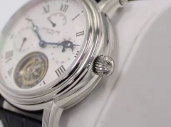 AX- [PP Patek PHILIP] automatic complex function series tourbillon this is a complex tourbillon series of the most functional one of the arch load manual multifunctional true flywheel movement features include (12 points power display +3 points GMT star d