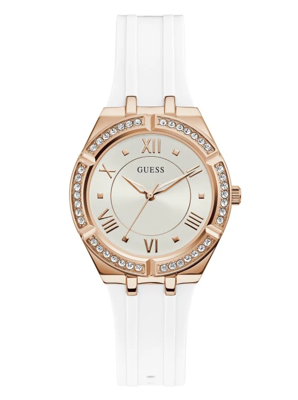 Cosmo Rose Gold White Strap Women's Watch GW0034L2