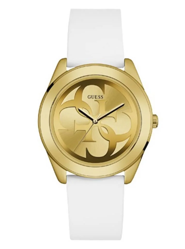 W0911L7 Women Gold Dial White Silicone Band Watch