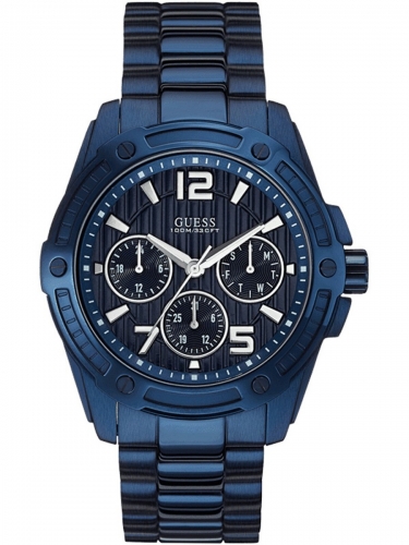 Men W0601G2 Round Dial Chronograph Stainless Navy Blue Band Watch