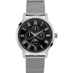 Mens Watch Silver BlackLuxury Mesh W0871G1