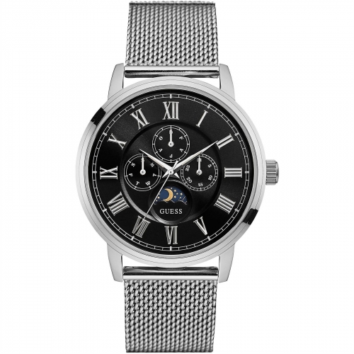 Mens Watch Silver BlackLuxury Mesh W0871G1