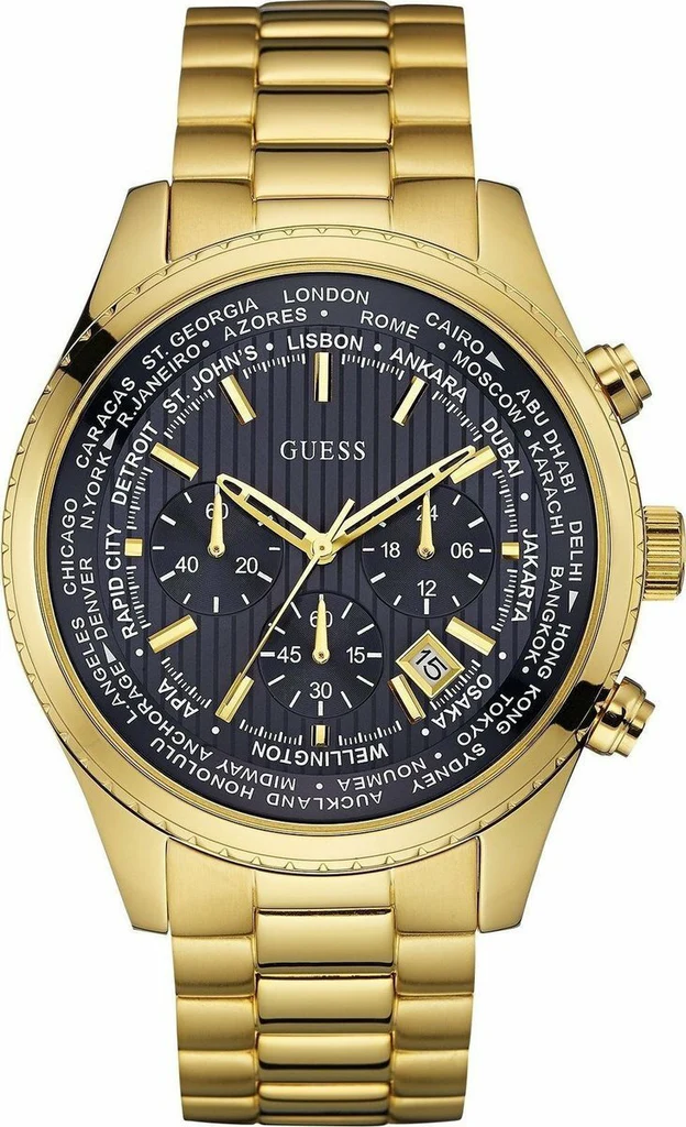Gold Stainless Steel Gold Blue Dial Men's Watch W0602G1