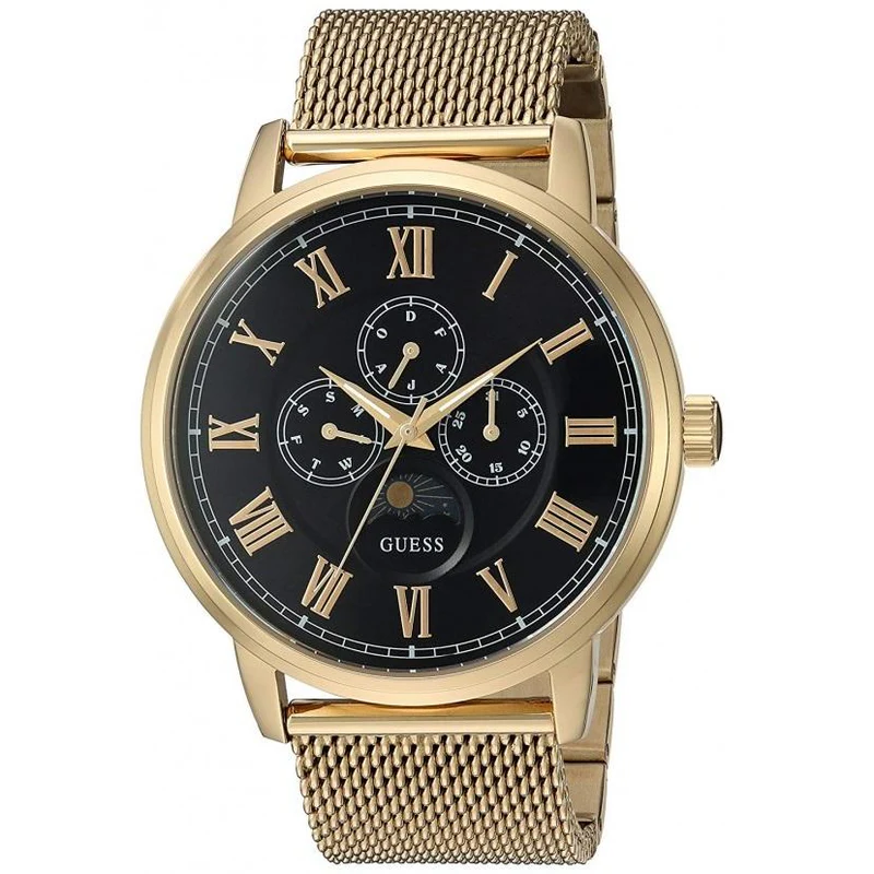 Black Dial Gold-Tone Mesh Men's Watch W0871G2