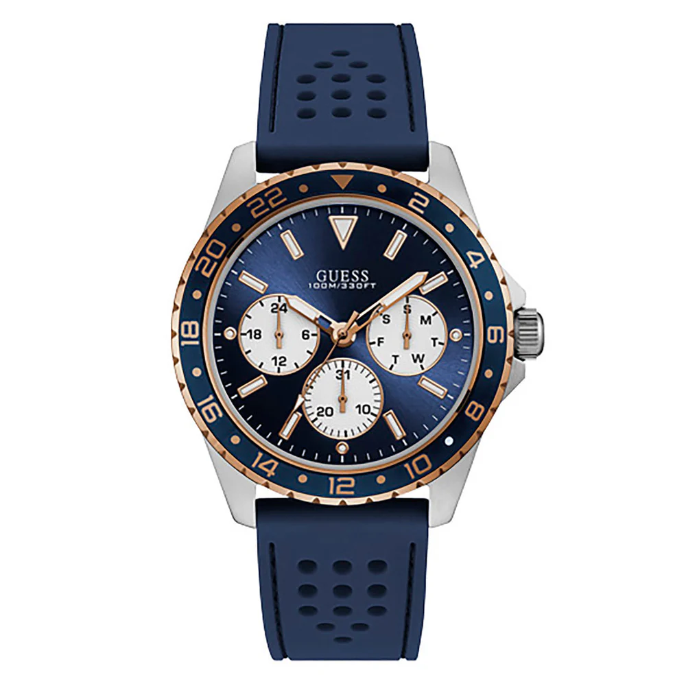Quartz Navy Dial Navy Rubber Men's Watch W1108G4