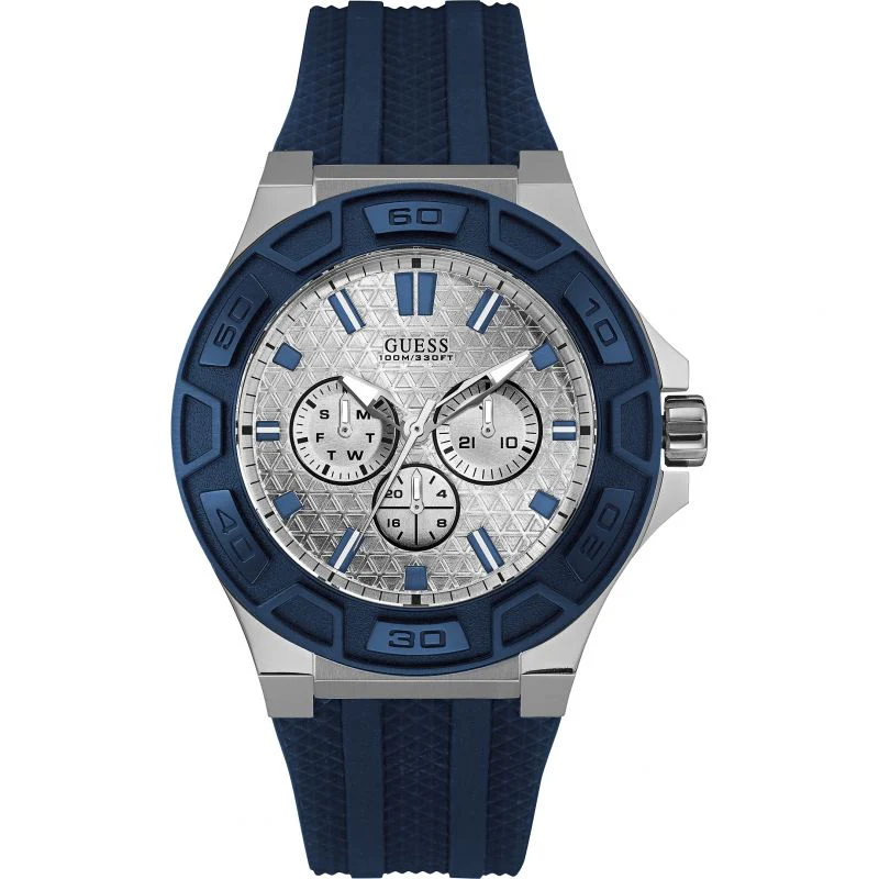 Silver Dial Rubber Strap Men's Watch W0674G4