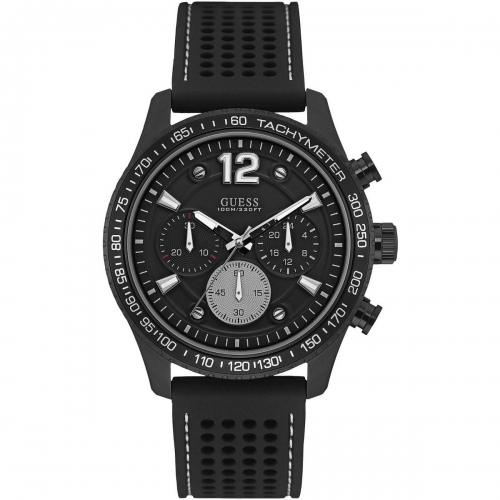 W0971G1 Watch Silicone Buckle Men Chronograph Black 44mm