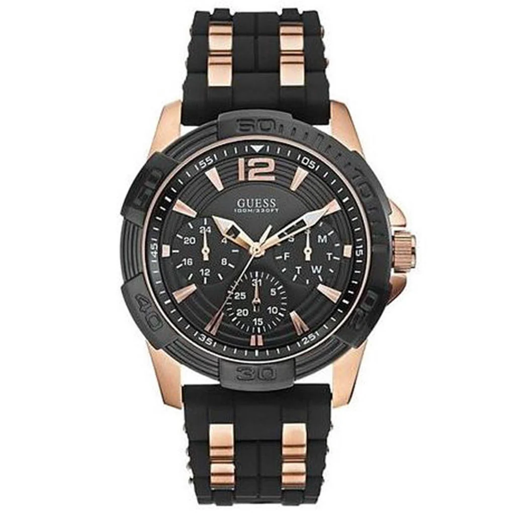 W0366G3 Black Silicon Analog Stainless Steel Men's Watch