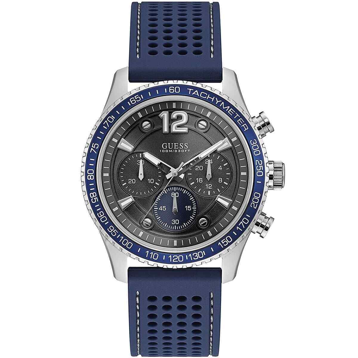 Men's Fleet 44mm Blue Silicone Band Steel Case Quartz Watch W0971G2