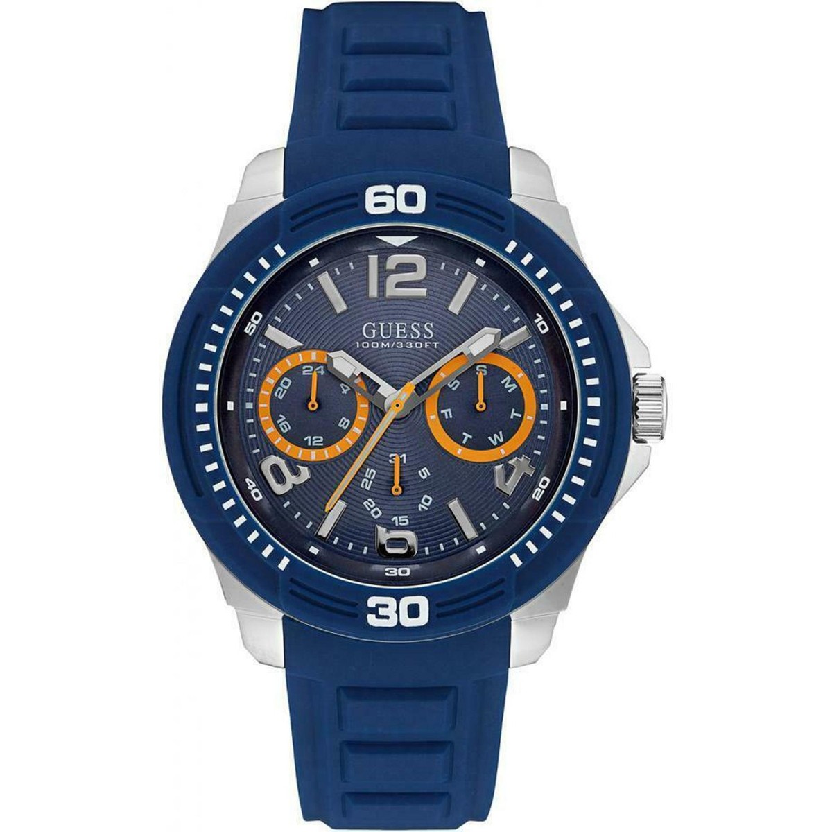Day-Date Steel Blue Dial Mens Quartz Watch W0967G2