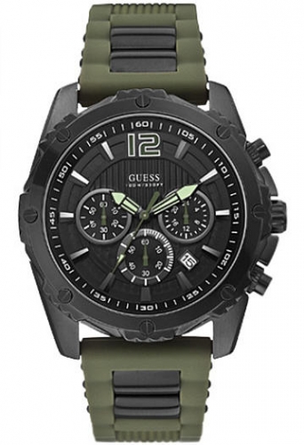 W0167G4 Sport Black Dial Chronograph Green Silicone Strap Men's Watch