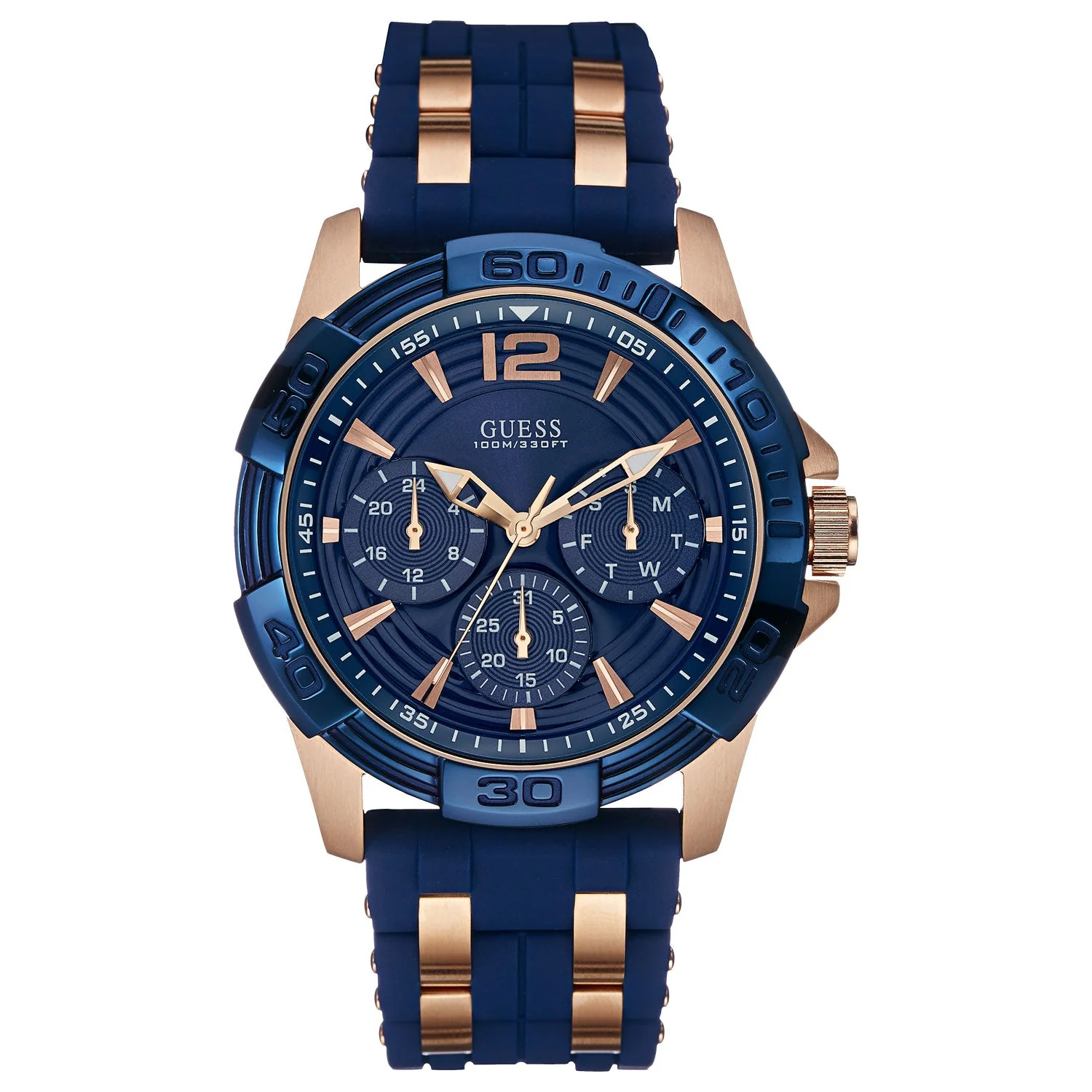 W0366G4 Men's Diver Watch 43mm Blue Rubber Day-Date 100M