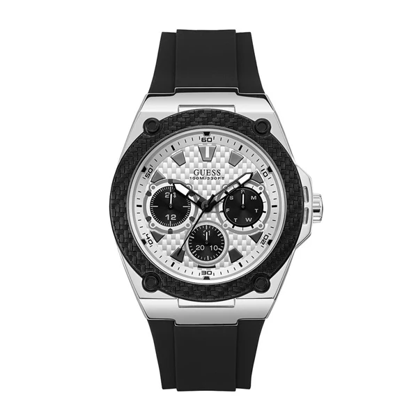 Quartz White Dial Black Rubber Men's Watch W1049G3