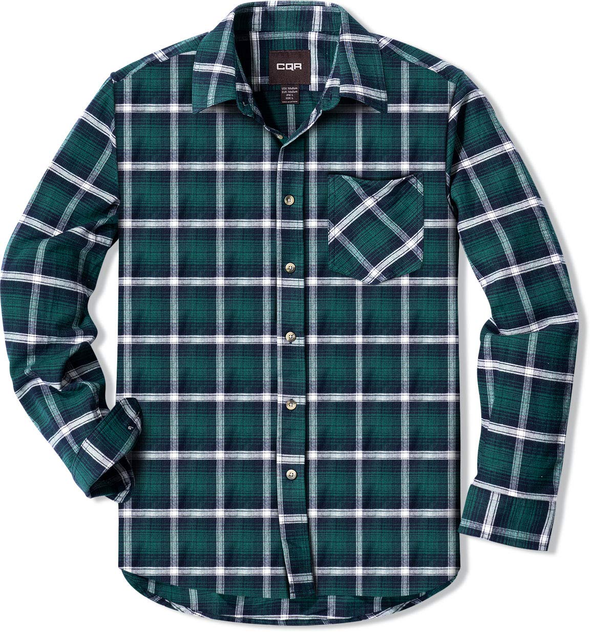 CQR flannel long sleeve button check shirt,SHIRT