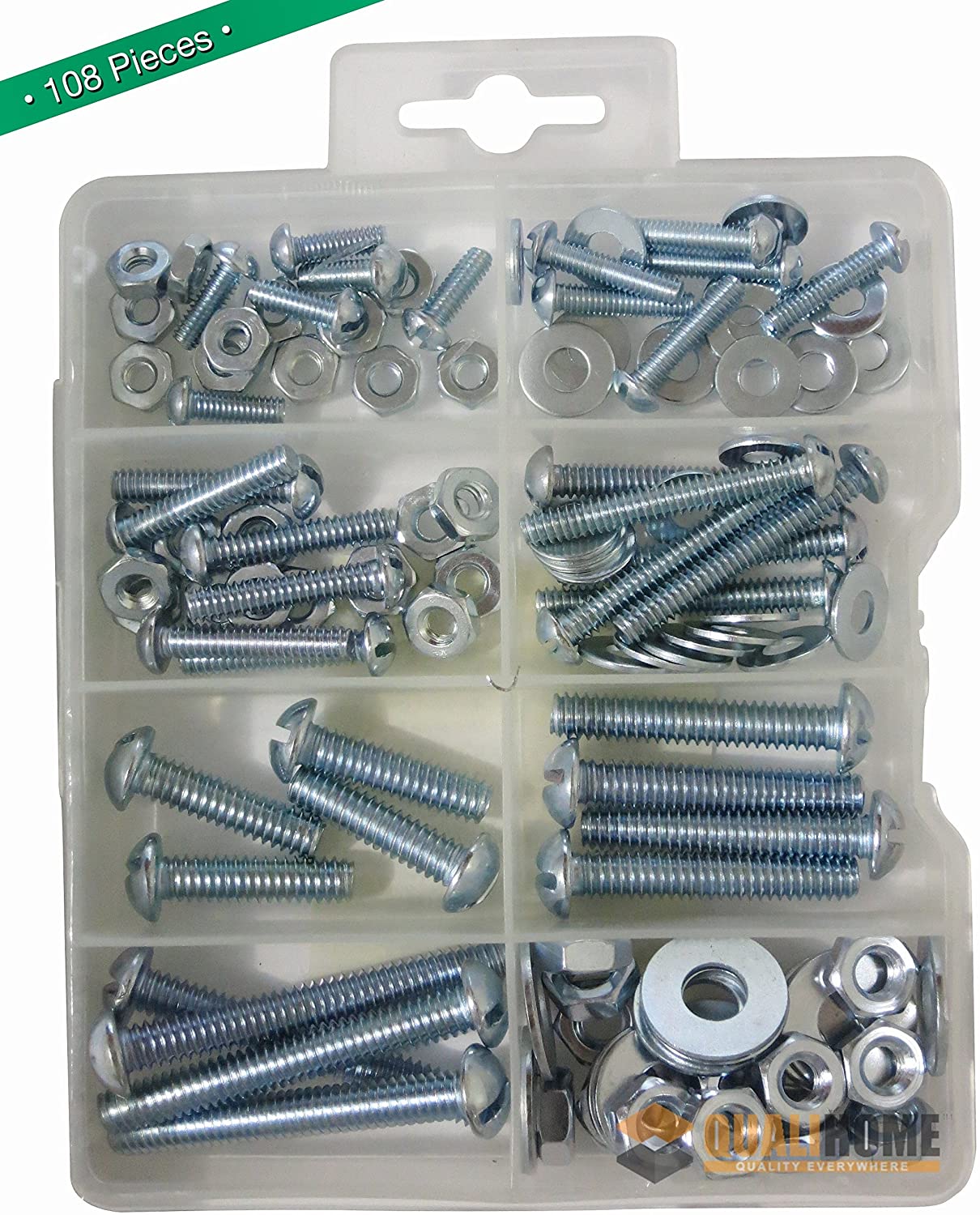 Bolts, Nuts, and Washer Assortment Kit, 108 Pieces,Screws and nuts