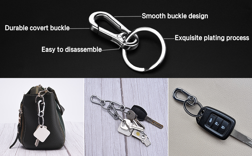 Sunmns Metal Carabiner Clip Keyring Keychain for Car/Key Finder, 3 Pack