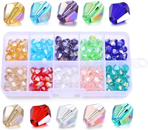 SROMAY 200Pcs 8mm Bicone Crystal Glass Beads for Jewelry Making