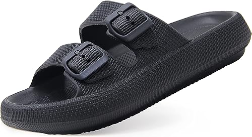 Sandals for Women and Men - Pillow Slippers - Double Buckle Adjustable Slides - EVA Flat Sandals