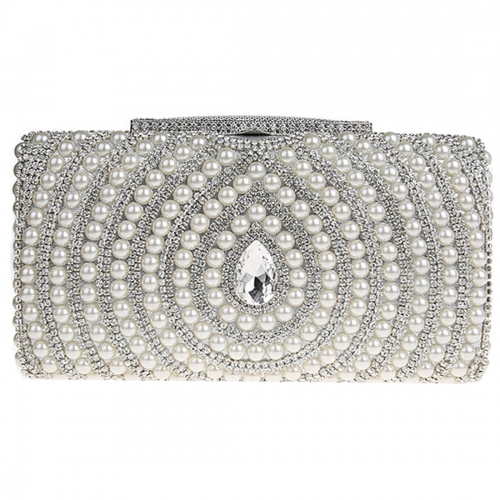 Stylish Pearl Beaded Clutch Bag, Ladies Evening Bag Bridal Wedding Bag Elegant Handbag Prom Bag Purse