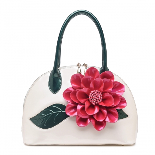 Ladies Handbags Flower Patent Leather Shoulder Bag Handbag
