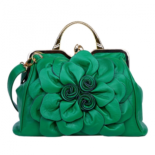Fashion Handbags PU Leather Satchel Messenger Crossbody Shoulder Flowers Handbag