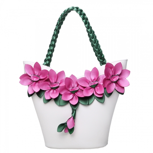 Ladies PU Leather Flower Handbag Shoulder Bag Satchel Messenger Flower Shoulder Bags Handbags