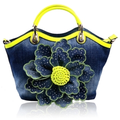 Denim Handbags Flower Bag Shoulder Bag Shopper Messenger Tote Bags