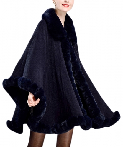 Women’s Faux Fur Coat, KAXIDY Elegant Coat Outwear Warm Wool Blend Coat for Autumn and Winter