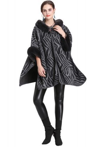 Элегантный женский трикотажный пончо накидка-шаль Кардиган зимнее пальто пуловер