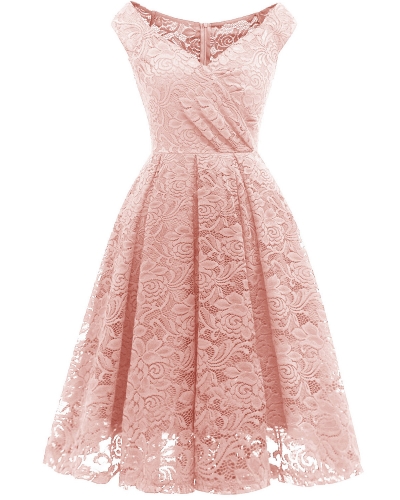 KAXIDY Elegantes Damenkleid mit V-Ausschnitt, Abendkleid, Partykleid, Fromal-Kleid