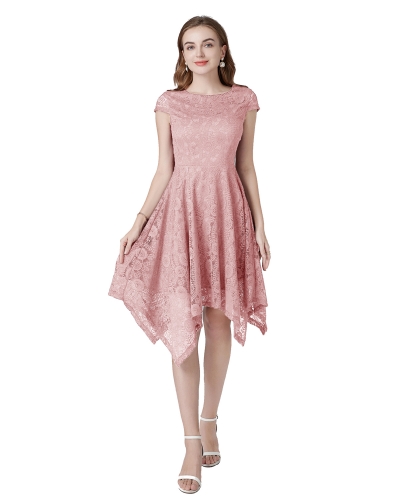 KAXIDY женское винтажное кружевное платье с цветочным принтом длиной до колена без рукавов с круглым вырезом