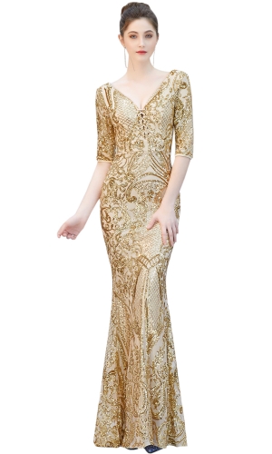 KAXIDY Robe longue à paillettes pour femme, robe de demoiselle d&#39;honneur, dos nu, robe de cocktail longue