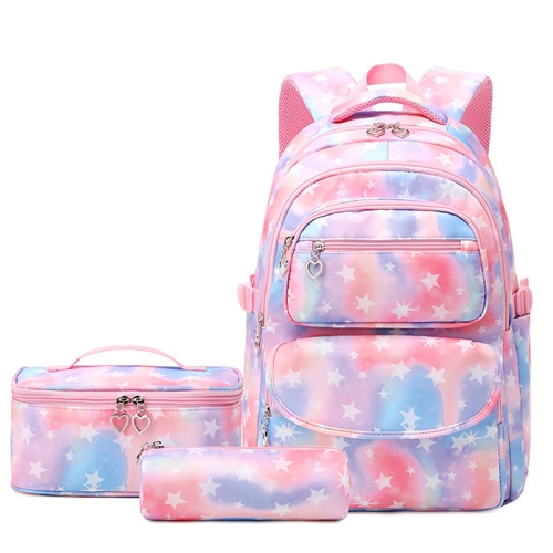 Conjunto de mochila escolar com estampa de moda, mochila escolar leve, mochila universitária