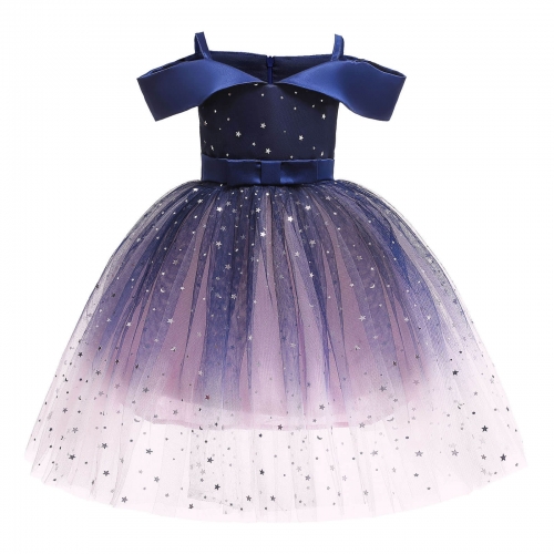 KAXIDY Mädchenkleider chulterfreies Kleid Midi-Kleid für Kindergeburtstag Party