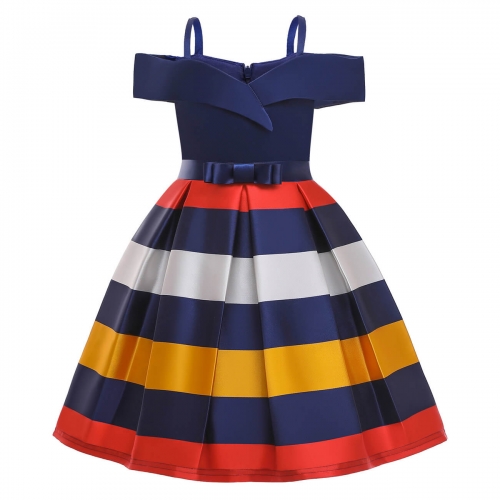 KAXIDY Girls Dresses Striped Wedding Dress Kid Elegant Formal Dresses