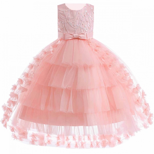 KAXIDY Langes Mädchenkleid für Kinder, Tüll, Abschlussball, Ballkleid, Geburtstag, formelles Kleid