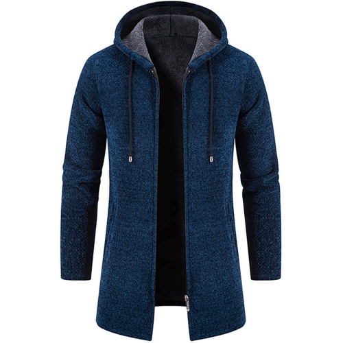 KAXIDY Lange Herrenmäntel Kapuzenjacke Wintermantel Oberbekleidung Strickjacke