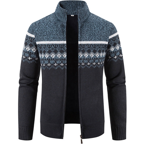 KAXIDY Mens Coats Men's Cardigan Stand Collar Knitted Sweater