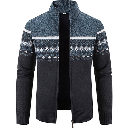 KAXIDY Herrenmäntel Herren-Cardigan Stehkragen Strickpullover