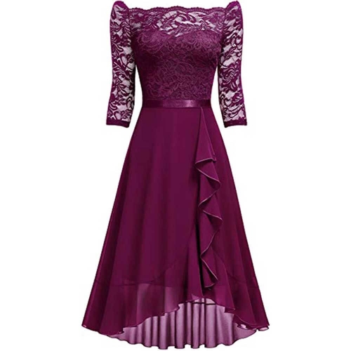 KAXIDY Damenkleider Blumenspitze Abendkleid Cocktailkleid